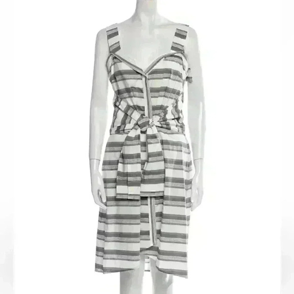 NWT Derek Lam 10 Crosby Striped Midi Length Dress Sz 8 - Picture 1 of 3